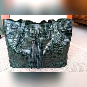 Green leather Patricia Nash tote